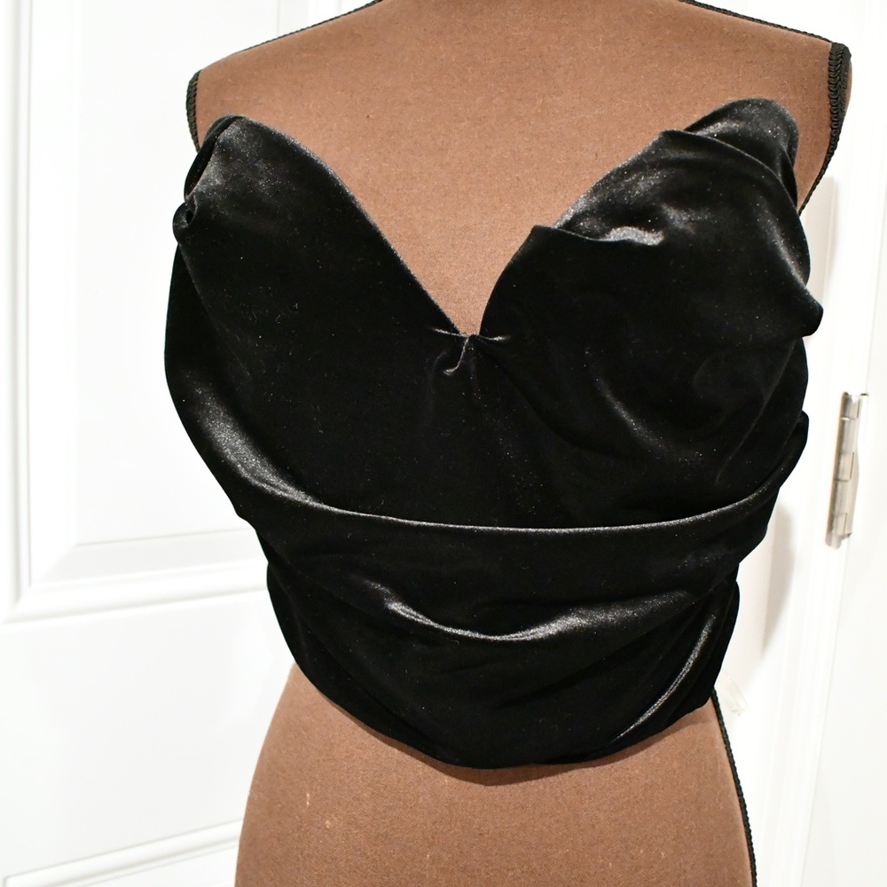 House of CB Black Velvet Corset Top | Size L